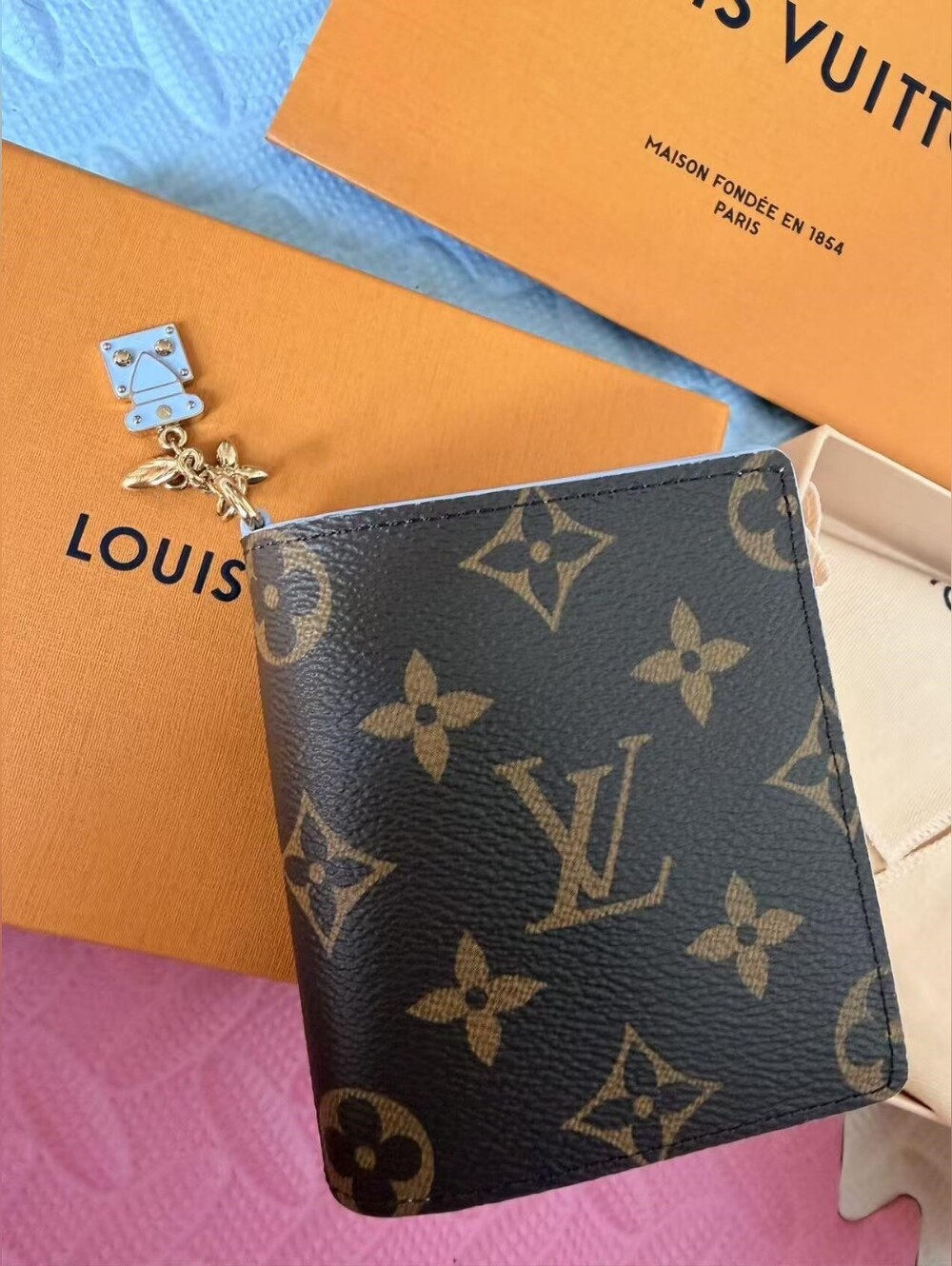 Louis Vuitton Light Blue Charms Pocket Wallet